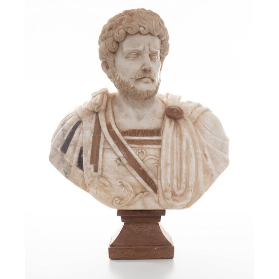MANIFATTURA ITALIANA XIX SEC. Imperatore romano, Busto marmo