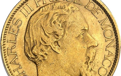 MONACO Charles III (1853-1889). 100 (Cent) francs 1886, A, Paris....