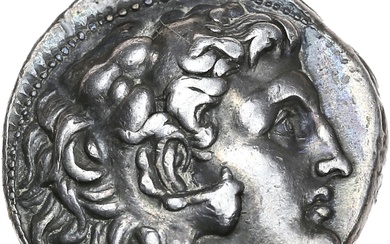 Macédoine – Alexandre III (336-323 avant J.C) Tetradrachme A : Tête d’Heraclès à droite coifée...