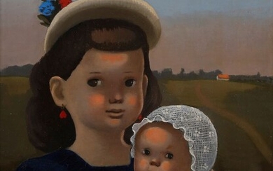 Madeleine Kula, known as LUKA (1894-1989)Woman and child, circa 1930Oilon canvas.Signed lower right.(Restoration).35 x 27 cm