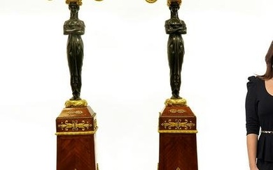 Magnificent Pair of French Empire Figural Torcheres