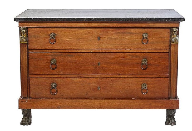 Mahogany veneer chest of drawers with three drawers...