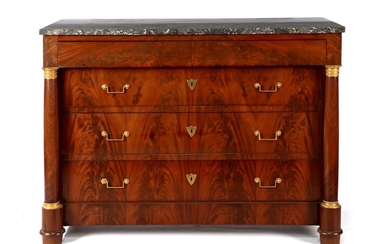 (-), Mahogany veneer Empire 4-drawer chest of drawers...