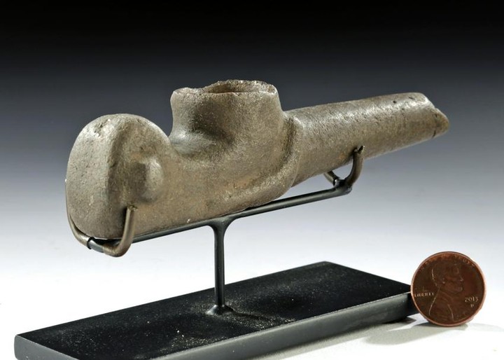 Mapuche Stone Pipe - Abstract Zoomorphic Form