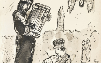 Marc Chagall (1887-1985) David à la lyre et le violoniste à Jérusalem