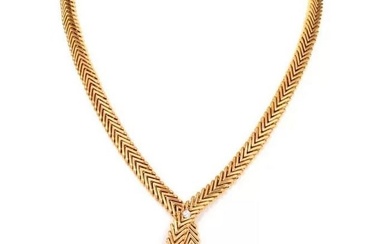 Marchak Paris Vintage Diamond Fancy Lariat Gold Necklace