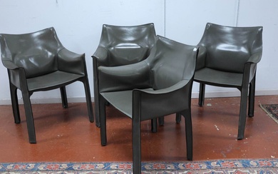 Mario BELLINI (1935), designer, pour CASSINA, éditeur. Suite de quatre fauteuils CAB 413 en cuir...