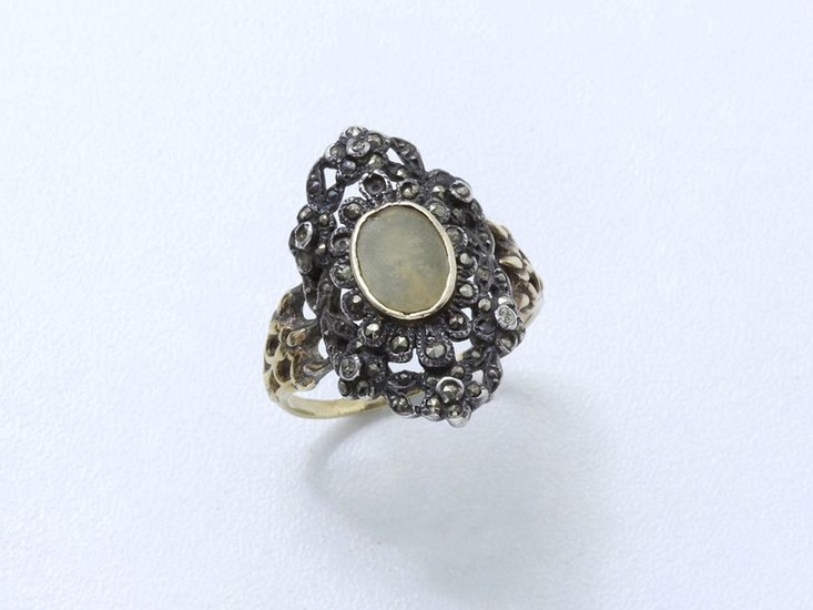 Marquise ring in gold 750 and silver 800,...