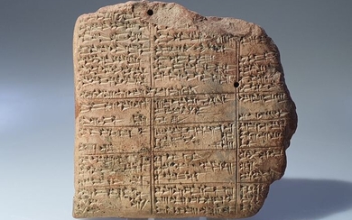 Mesopotamian - Clay - A Large Neo Assyrian Tablet Fragment with Cuneiform Writing - 0×12×12 cm