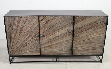 Metal Sideboard with Sunburst Reclaimed Wood Doors