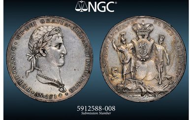Mexico: , Ferdinand VII silver "Mexico City Proclamation" Medal 1814 UNC Details (Cleaned) NGC,...
