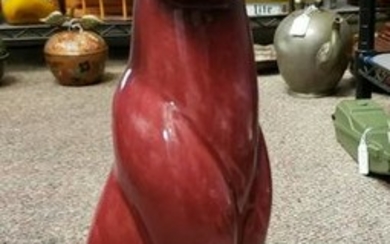 Mid Century Maroon Red Ceramic Cat Sculpture