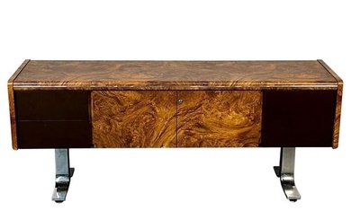 Mid-Century Modern Herman Miller Style Sideboard / Credenza / Cabinet, Burlwood
