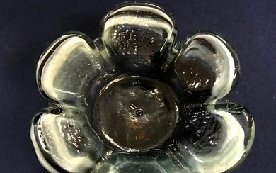 Mid Century Modern Pressed Glass Flower Form Bowl