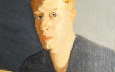 Modern British School, early-20th century- Artist's self portrait; oil on canvas board, 41 x34 cm