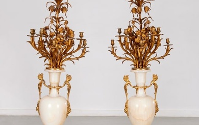 Monumental pair Napoleon III bronze candelabra