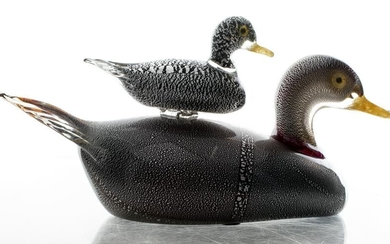 Murano Venetian Blown Glass Ducks Sculpture