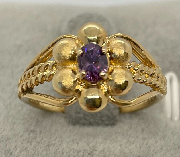 "NO RESERVE PRICE" Cocktail vers 1960 - 18 kt. Yellow gold - Ring - 0.30 ct Amethyst
