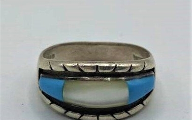 Native American Ring Turquoise Abalone Ring Size 12.5