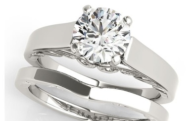 Natural 2 CTW Diamond Engagement Ring SET 14K White Gold