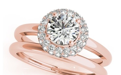 Natural 2.38 CTW Diamond Engagement Ring SET 18K Rose Gold