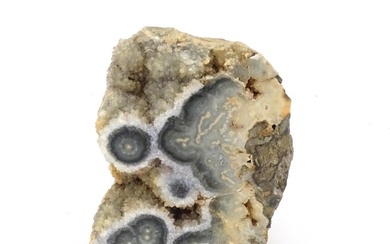 Natural History / Geology Interest: A hardstone agate specimen geode. Approx. 6 3/4" high Please