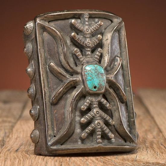 Navajo Sand Cast Silver and Turquoise Ketoh, From the