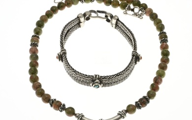 Necklace and bracelet with unakite