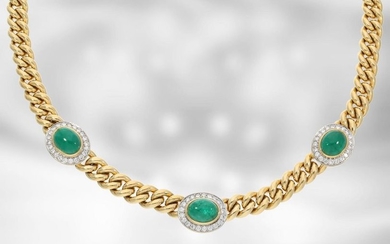 Necklace: high-quality solid emerald necklace with diamonds, total...