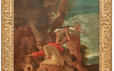 Nicolas Poussin (1594-1665) A satyr carrying a nymph on...