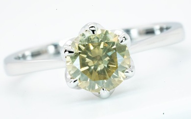 **No Reserve** - 18 kt. White gold - Ring - 1.07 ct Diamond - Natural Fancy Light Grayish Brown-Yellow SI2