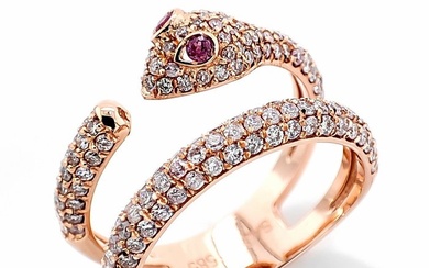 No Reserve Price - 1.19 Carat Sapphire And Pink Diamonds Ring - Rose gold