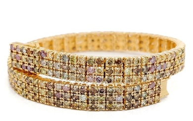 *No Reserve Price* 6.21ct Fancy Diamond Bracelet - 14 kt. Yellow gold - Bracelet