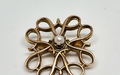 No Reserve Price - Brooch Yellow gold Pearl