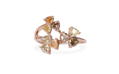 No Reserve Price--Natural mix fancy colors --1.15 total diamond carat - 18 kt. Pink gold - Ring - 1.15 ct Diamond - Diamonds