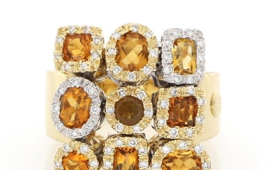 No Reserve Price - Ponte Vecchio Gioielli - Ring - 18 kt. Yellow gold - 0.90 tw. Diamond (Natural) - Quartz
