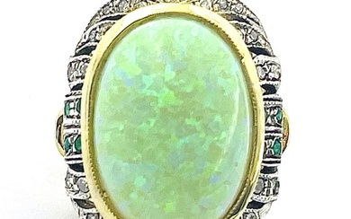 No Reserve Price - Ring Silver, Yellow gold, NO RESERVE PRICE Opal - Diamond