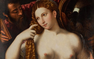 Northern Follower of Titian A lady with a mirror