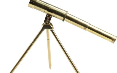 Novelty Brass "Sea Captain's" Telescope with Stand in a Teak Wood Storage Box