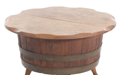 Oak Whiskey Barrel Storage Coffee Table, Mid-20th Century