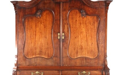 (-), Oak cabinet with contoured hood, 2 panel...