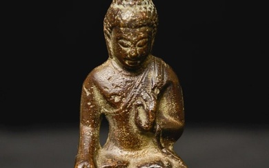 Old Thai or Chinese bronze Buddha. Sits 2 5/8 inches tall.