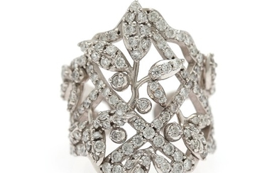 Ole Lynggaard: “Winter Frost” Large cocktail diamond ring set with numerous brilliant-cut diamonds weighing a total of app. 2.49 ct., mounted in 18k white gold.