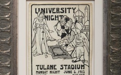 Ora Moss Reams (American/Louisiana, 1891-1988) , "University Night, Tulane Stadium", 1913, pen and