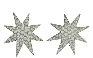 Oscar Heyman Diamond Platinum Earrings Star Clip-On