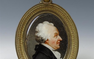 (-), Oval miniature portrait of a man en...