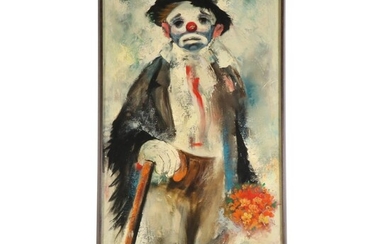 Ozz França Portrait Oil Painting "Clown in Love," 1965