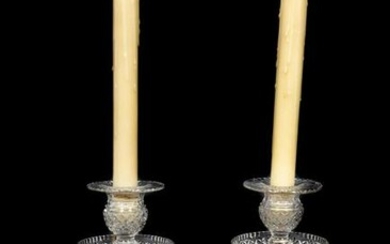PAIR 19TH C., FRENCH CRYSTAL CANDLESTICK LUSTERS