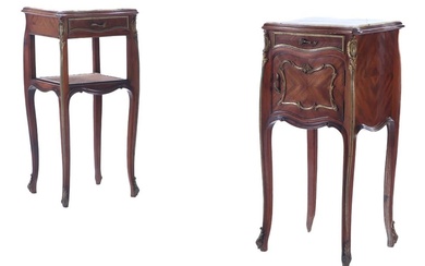 PAIR OF MAHOGANY GILT BRONZE MOUNTED ONYX TOP NIGHT STANDS...
