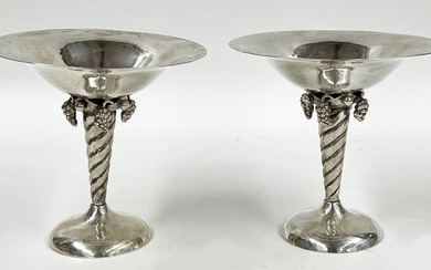 PAIR OF MID-CENTURY MODERN STERLING SILVER TAZZA